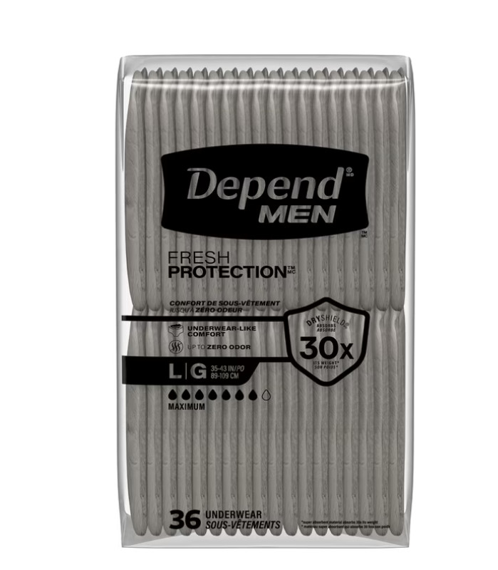 Depend Fresh Protection Incontinence Underwear for Men, Adult, L, 72 Count