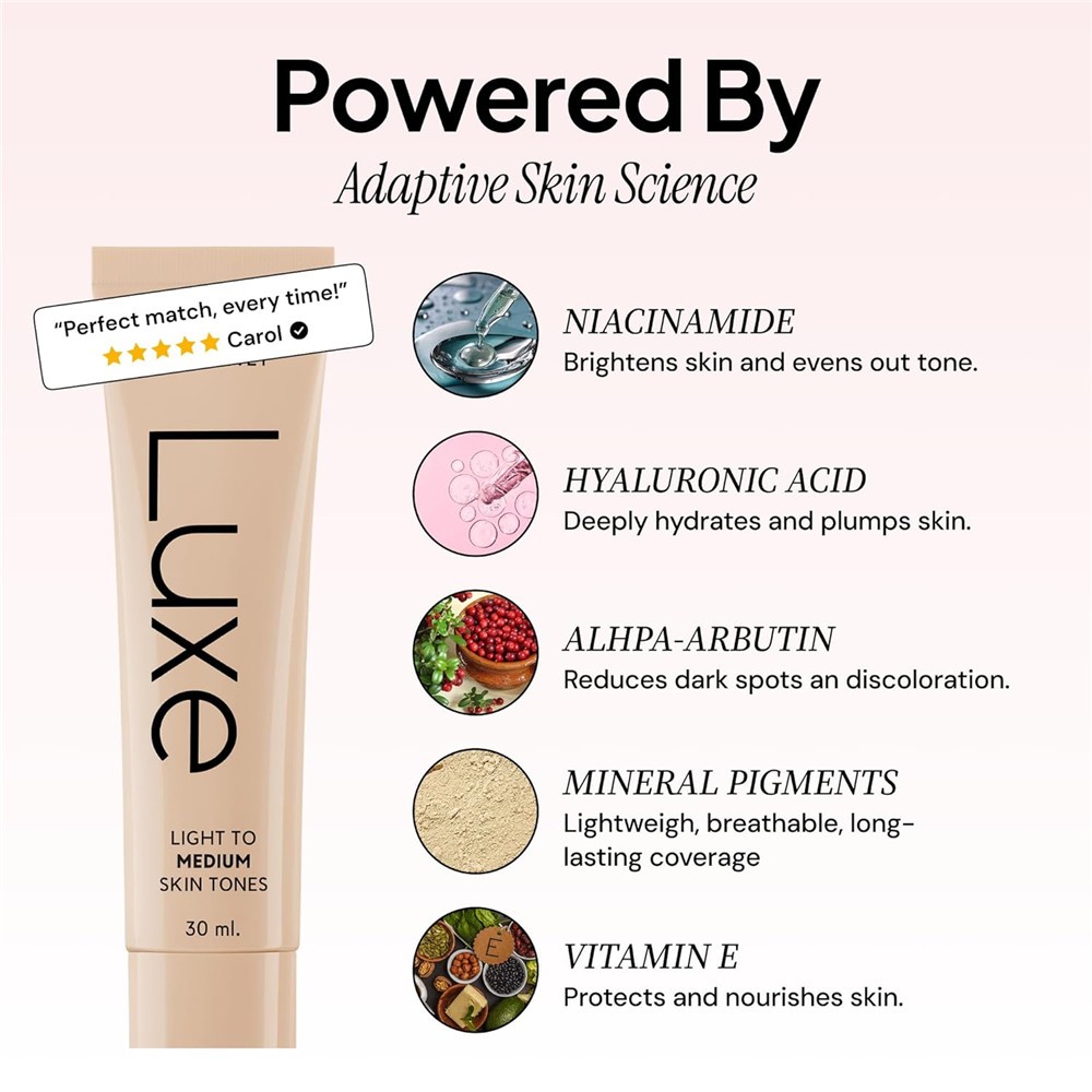 Luxe Color Changing Foundation,Instantly Adapts to Your Skin Tone – Medium 30ml