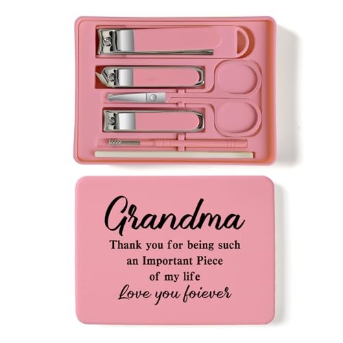 6-Piece Nail Clipper Set with Nail File, Tweezers and Ingrown Grandma Pink