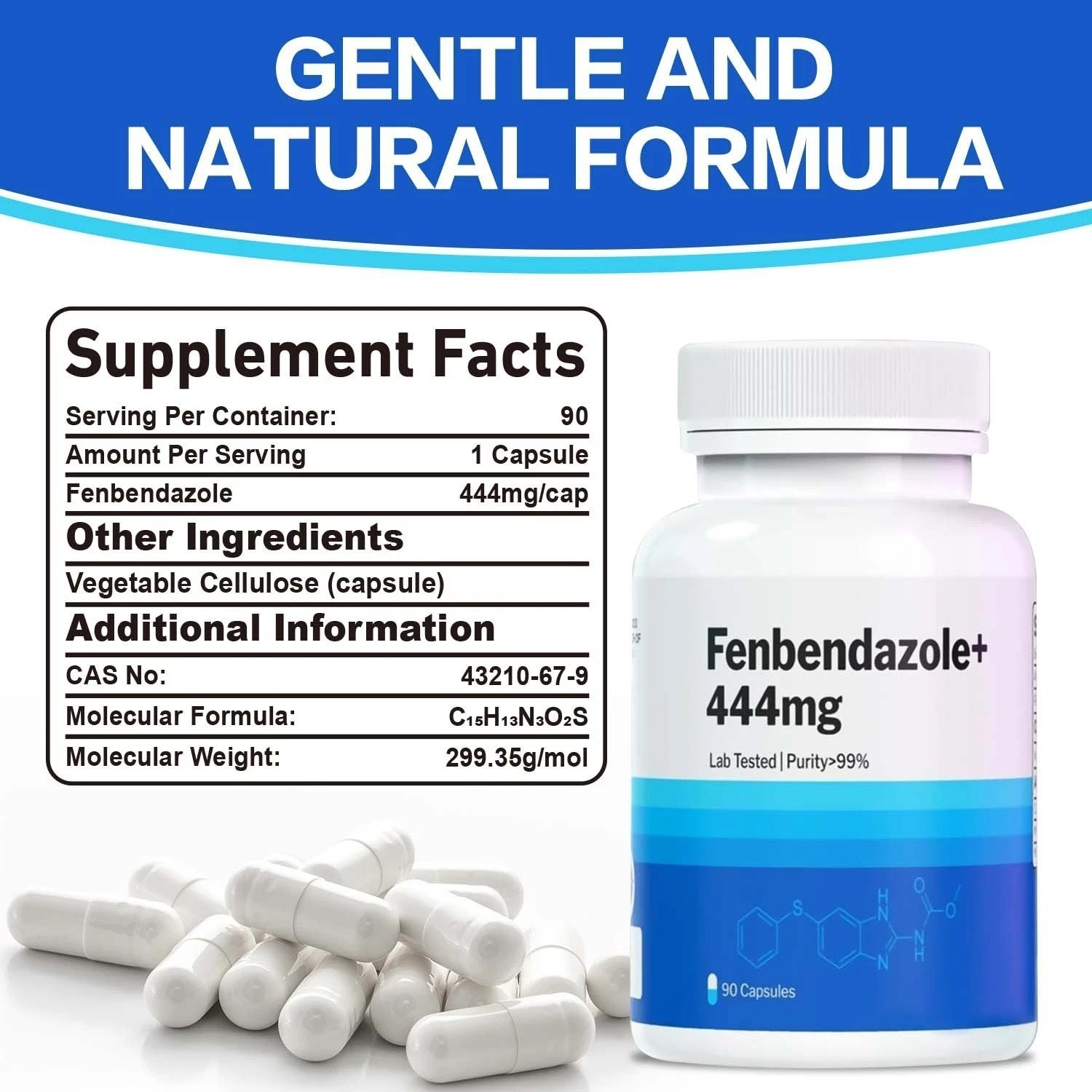 3 Bottles FENBENDAZ0LE 444 mg 90 caps– Advanced Dietary Supplement 90 Capsules