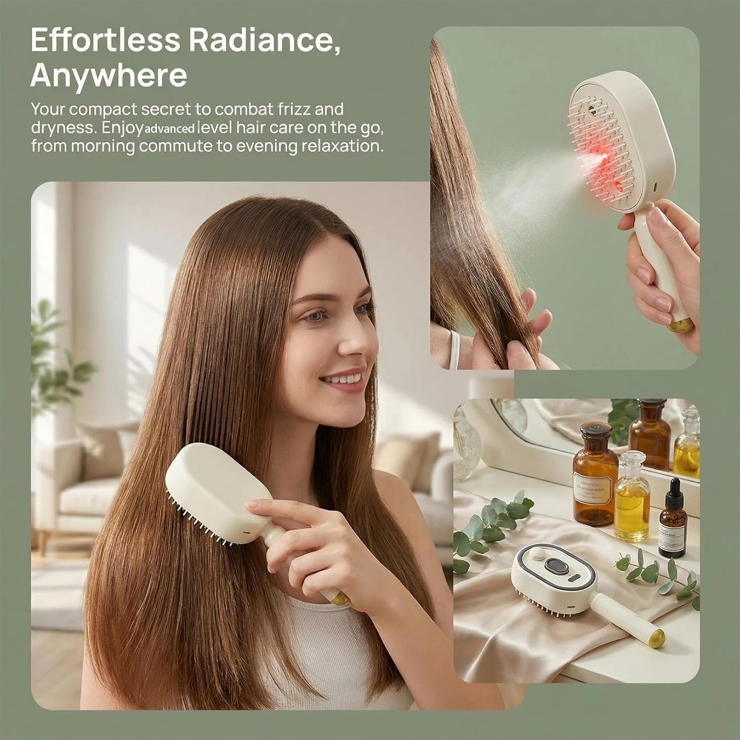 Electric Spray Retractable Air Cushion Comb Bristle Detangler Hair Steam Brushes
