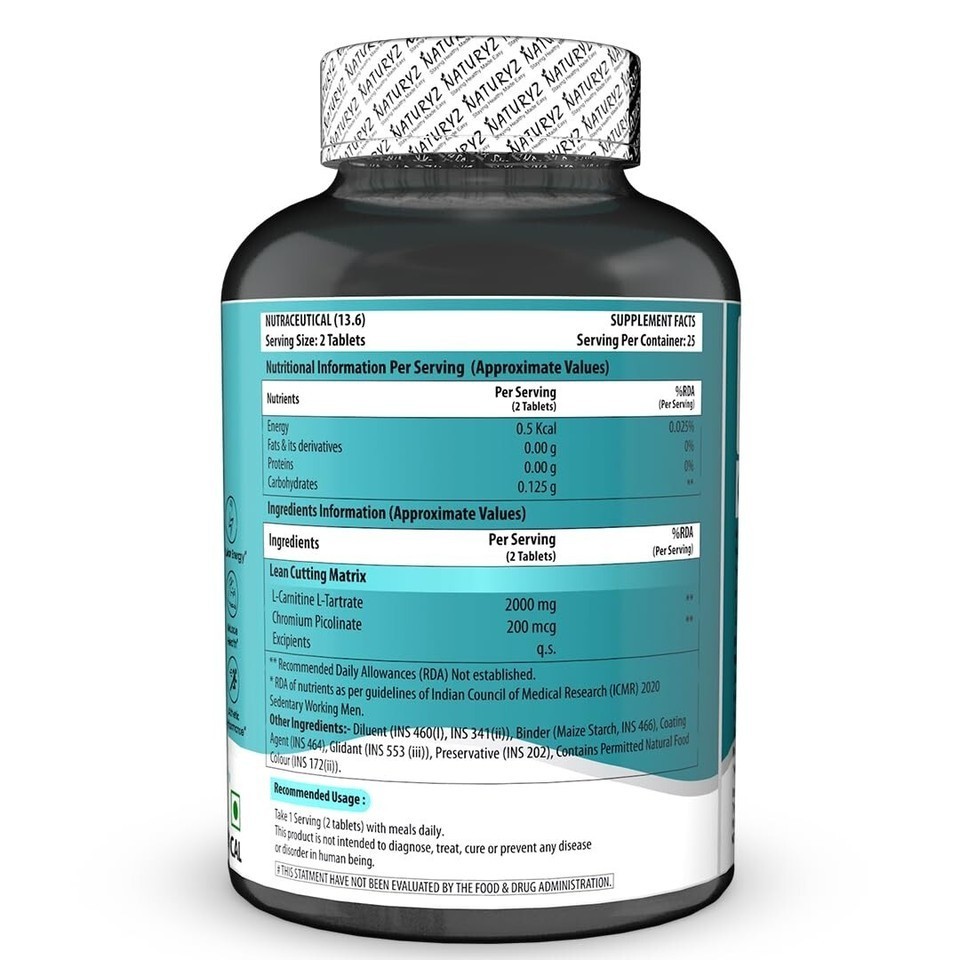 Naturyz Triple Strength L-Carnitine L-Tartrate 2000 Mg Converts Fat Into Energy