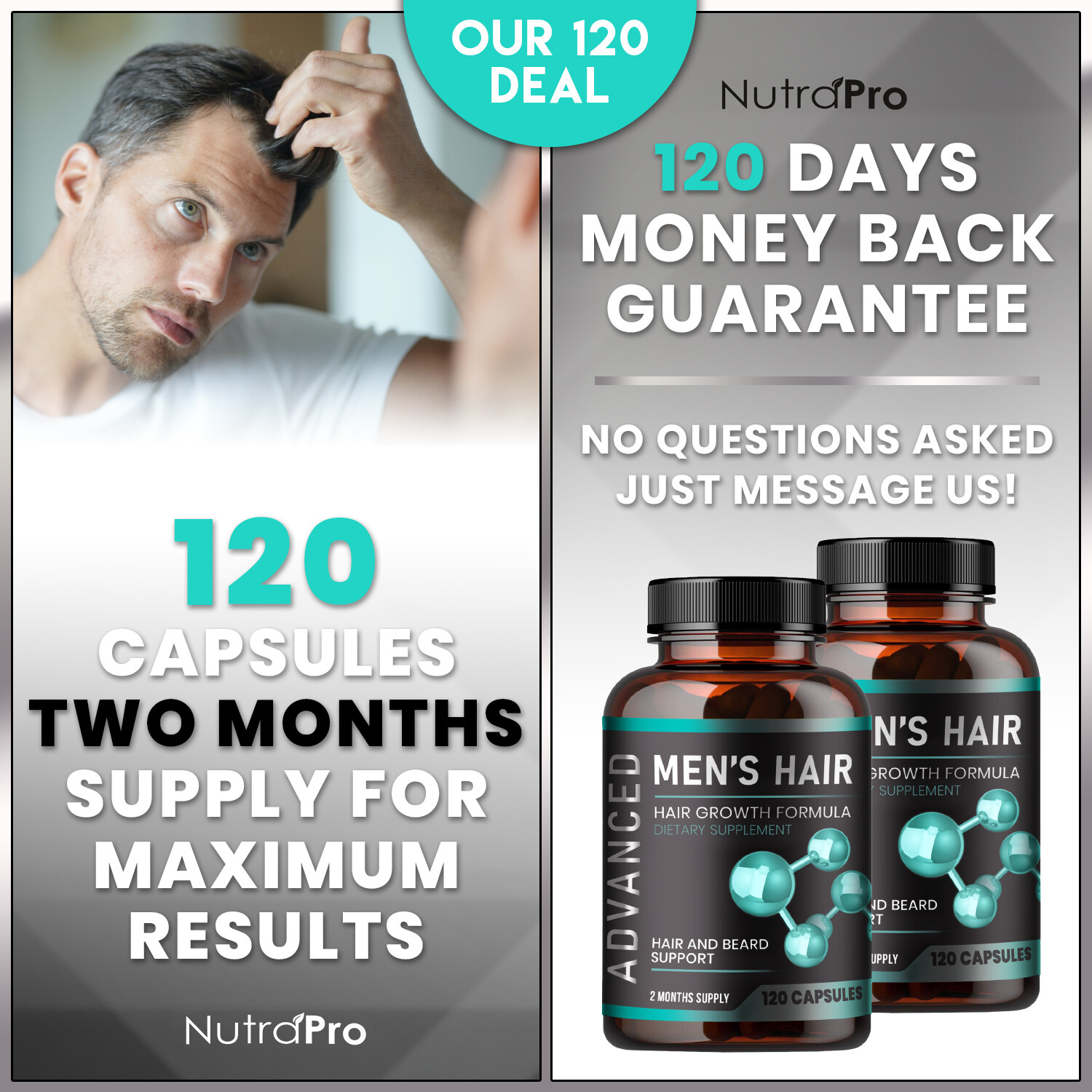 Hair Growth Supplements For Men – Anti Hair Loss Pills.For Hair & Beard.120caps