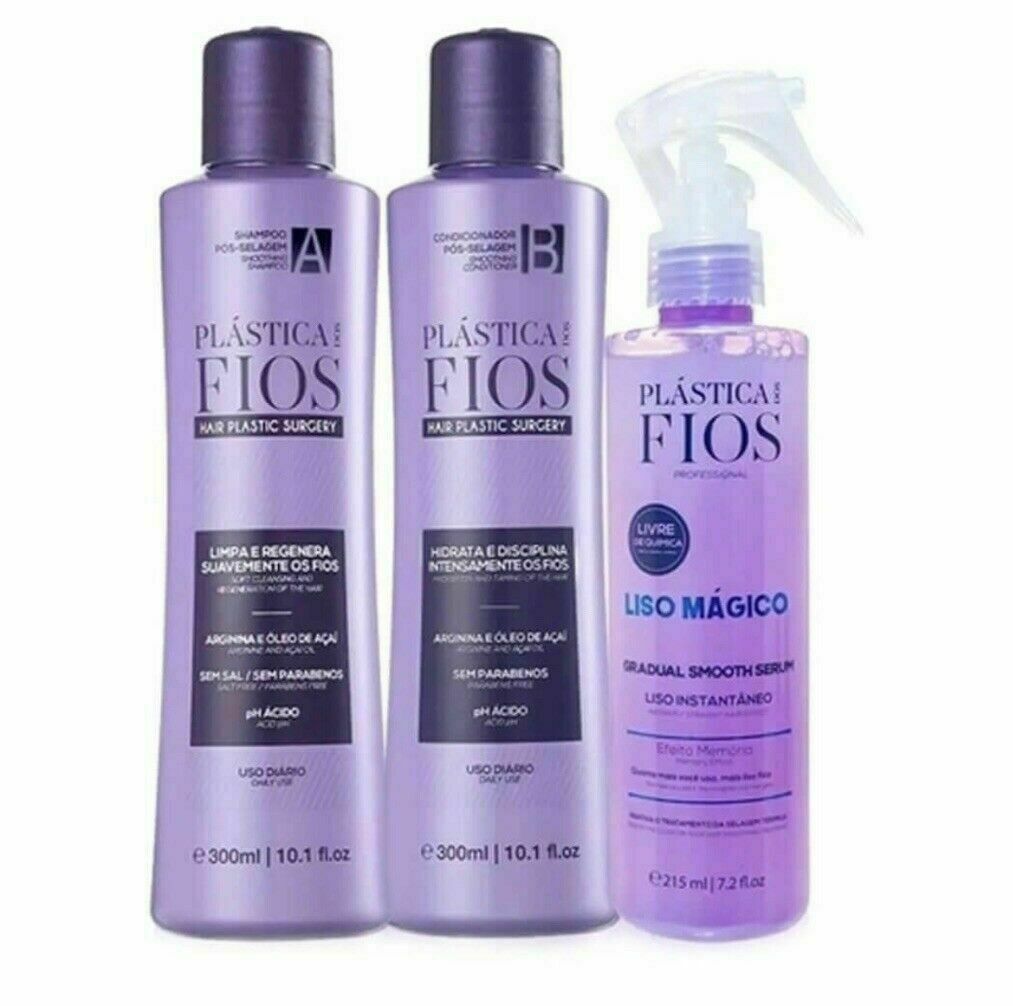 Cadiveu Plastica dos Fios Kit Liso Magico Shampoo Cond Post Sealing Pos Selagem