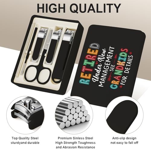 6-Piece Nail Clipper Set with Nail File, Tweezers and Ingrown Retired Black