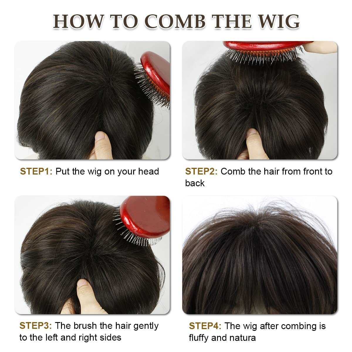Pixie Cut Wigs Short Stylish Fluffy Layer Wig None Lace B-Chocolate Brown