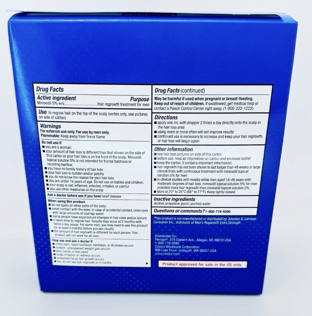 Kirkland Minoxidil 5% Extra Strength Men Hair Regrowth Solution 6 Month Original