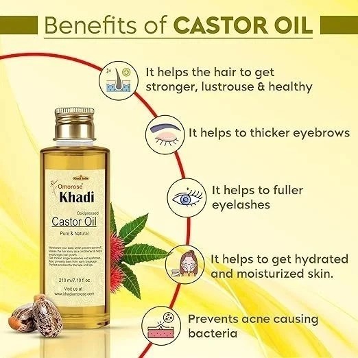 Khadi Omorose Castor Oil 210 ml • Cold-Pressed & Hexane-Free • Pure Natural Oil