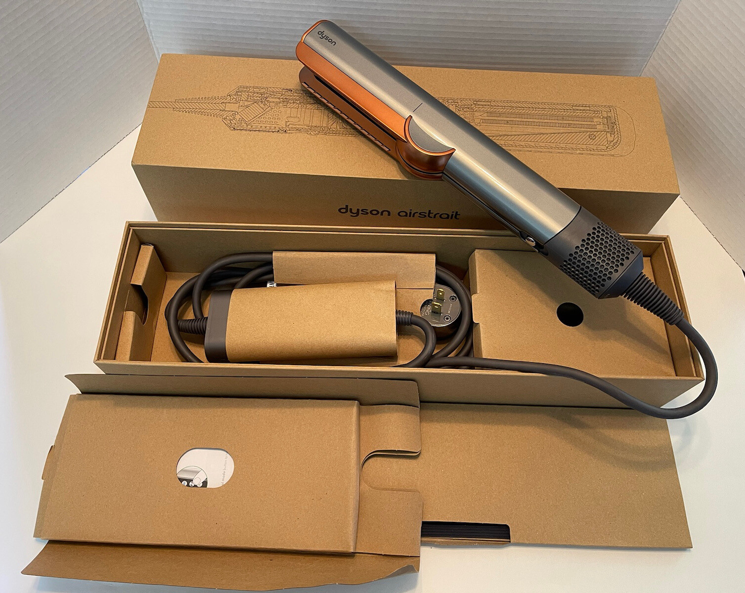 DYSON AIRSTRAIT HAIR STRAIGHTENER NICKEL/ COPPER OPEN BOX
