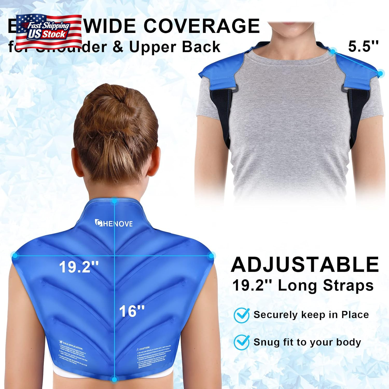 Chenove Ice Pack for Shoulders Upper Back with Strap, Neck and Shoulder Ice Pack