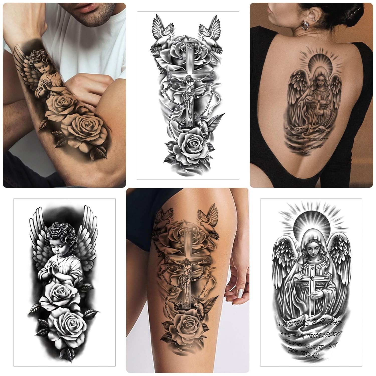 77 Sheets Christian Temporary Tattoo Adult Men Women Kids Religious Jesus Cross
