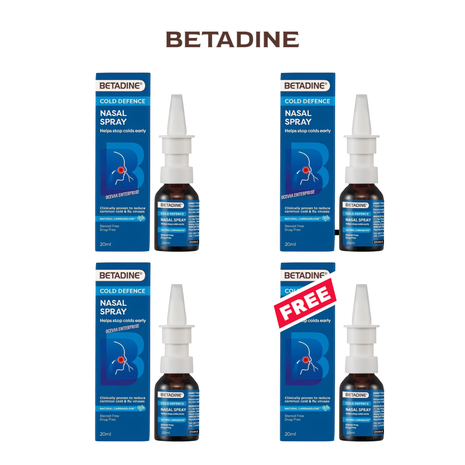 BUY 3 FREE 1 Betadine Adult Cold Defence Nasal Spray 20ml Adult Nasal Care