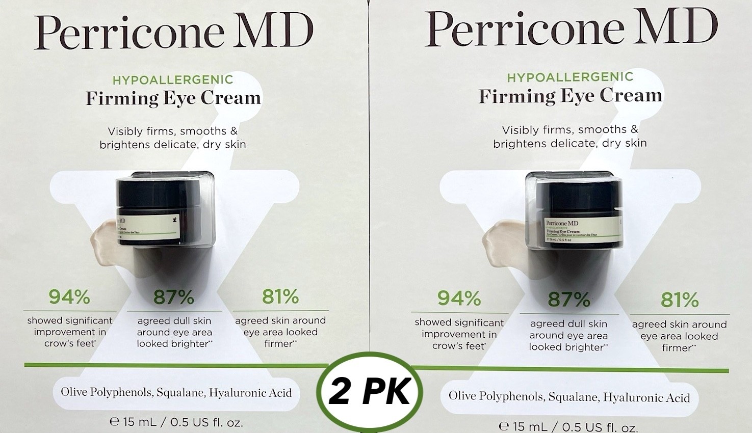 2 PACK PERRICONE MD HYPOALLERGENIC FIRMING EYE CREAM (2X 15 mL / 0.5 fl oz)