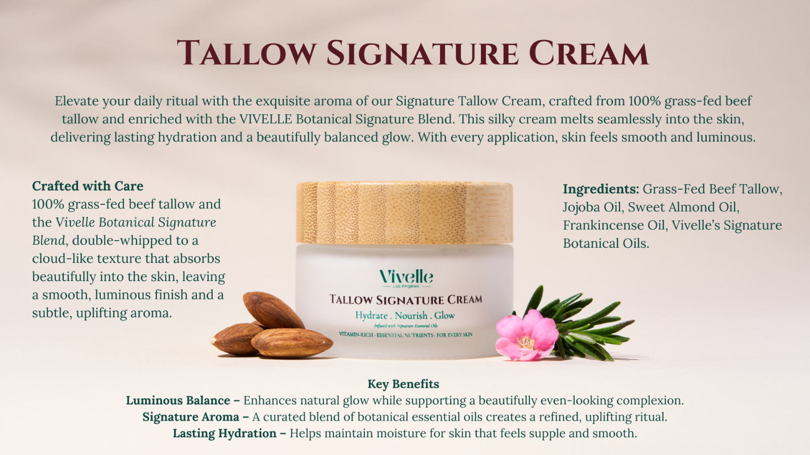 2 Pack Grass Fed Beef Tallow Face Cream Moisturizer Sensitive Dry Skin 3.6oz