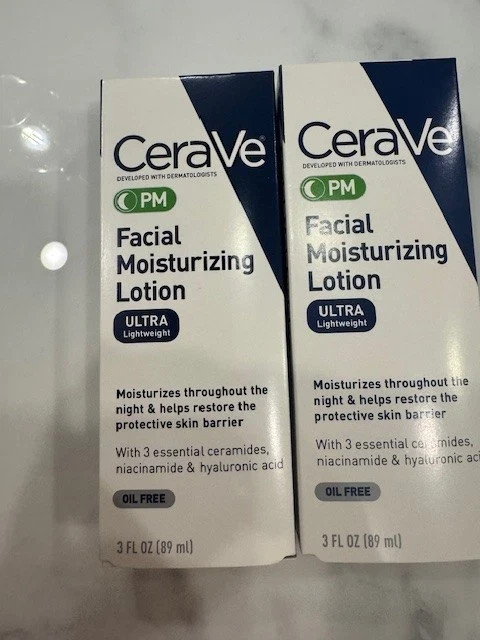 2 Pack CeraVe Facial Moisturizing Lotion PM Ultra Lightweight 3 oz NEW IN BOX!!!