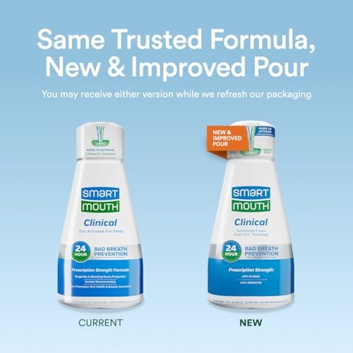 SmartMouth Clinical Zinc Activated Mouthwash Anti-Plaque Gingivitis 32 fl oz Min