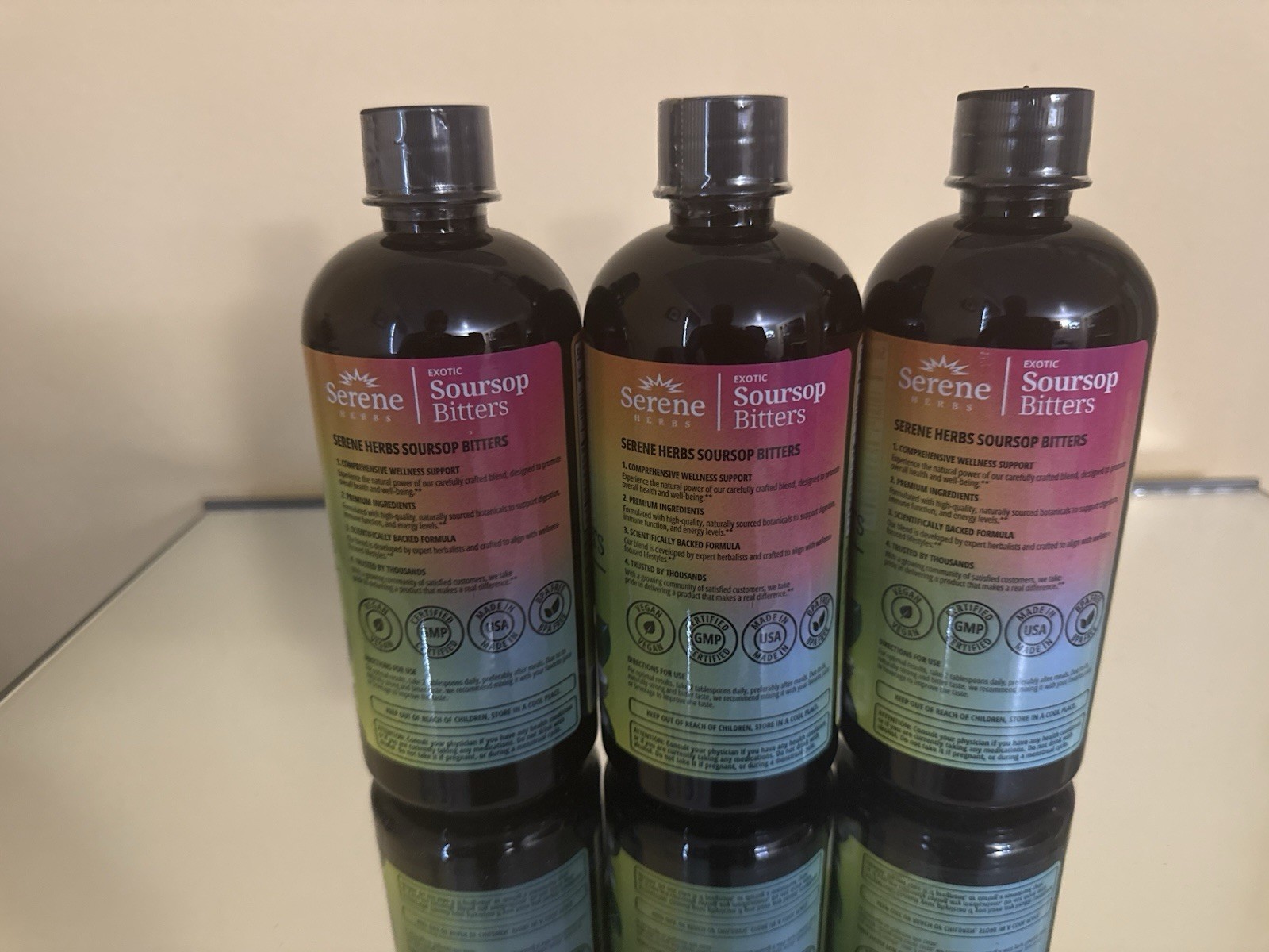 3 Packs Serene Herbs Soursop Bitters Gut Health Detox Herbal Dietary Supplement