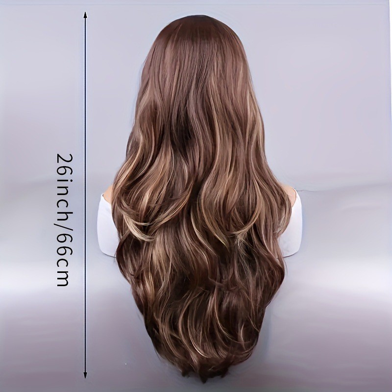 26in Honey Blonde Ombre Long Wavy Wig for Women Heat Resistant Full Cap Party
