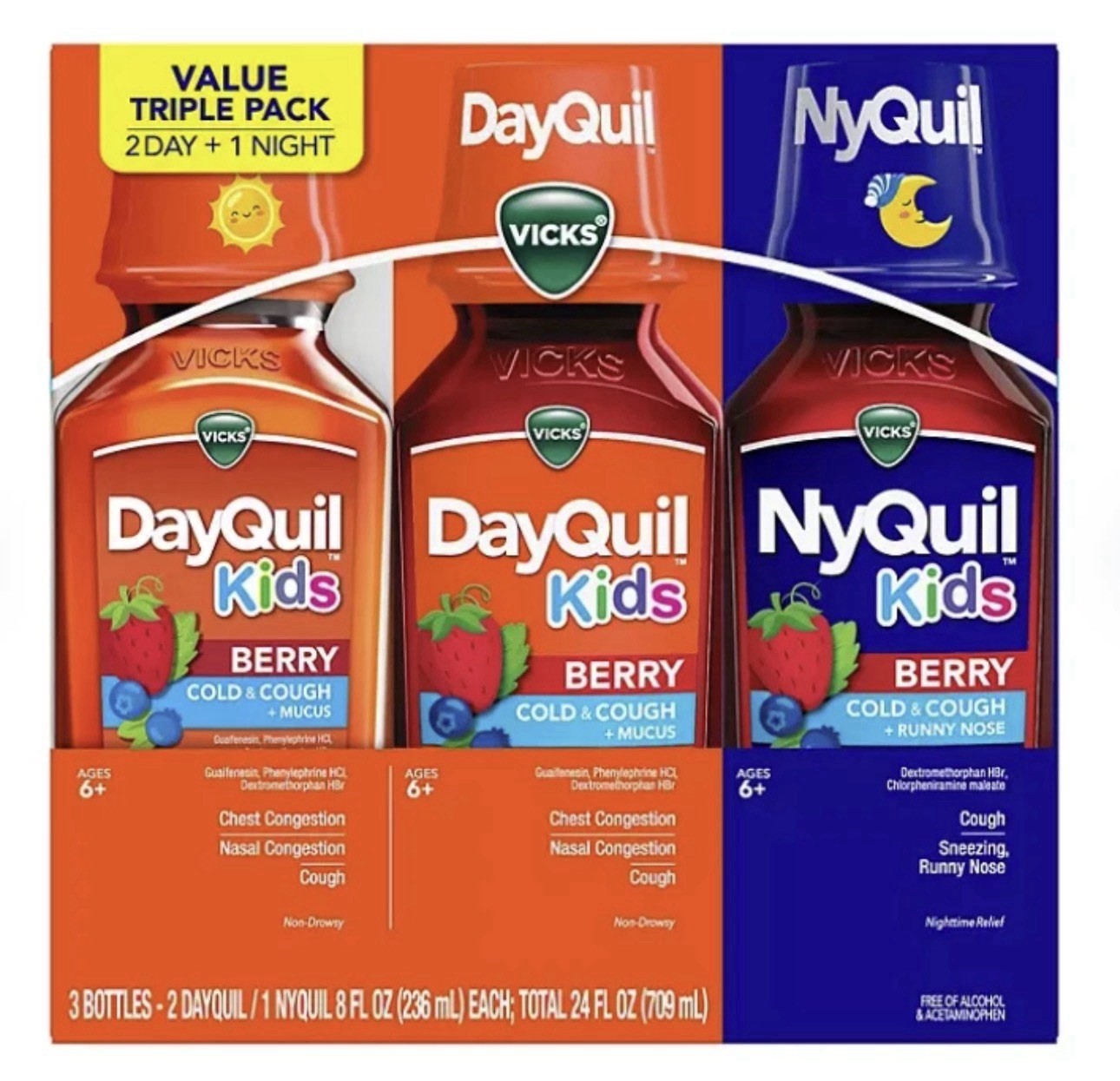 Vicks DayQuil/NyQuil Kids Cough & Cold Mucus 2 Day/1 Night Triple Exp 03/2027