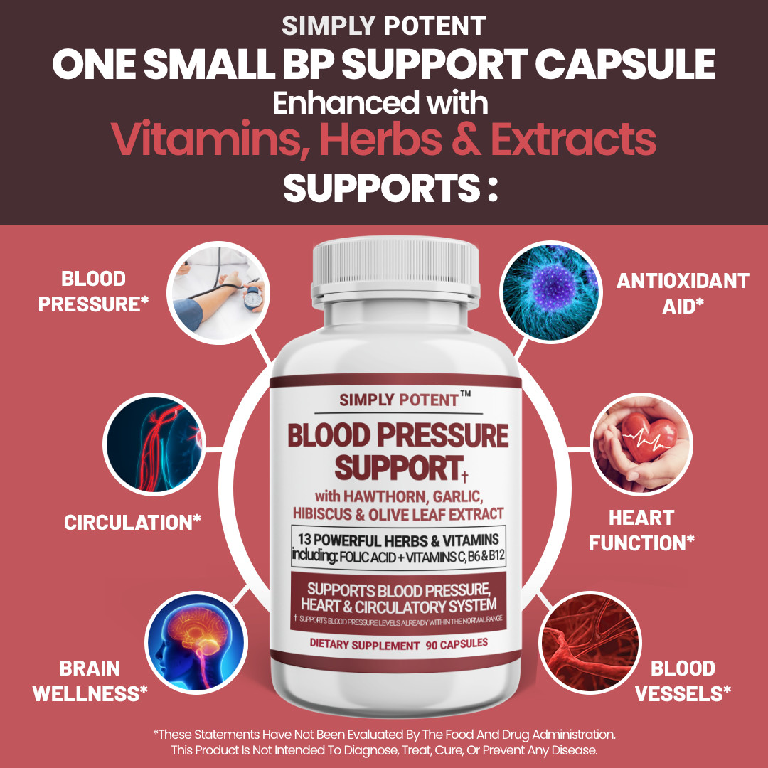 Simply Potent Blood Pressure Support Vitamins – 90 Capsules