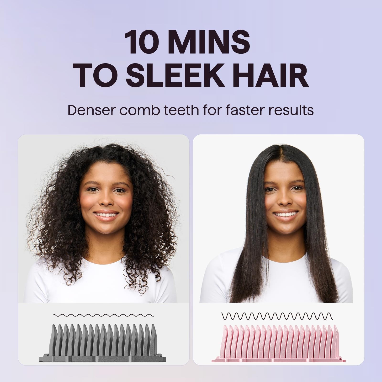 Ionic Hair Straightener Brush, Anti-Scald Ceramic Comb, LED Display, Dual Voltag