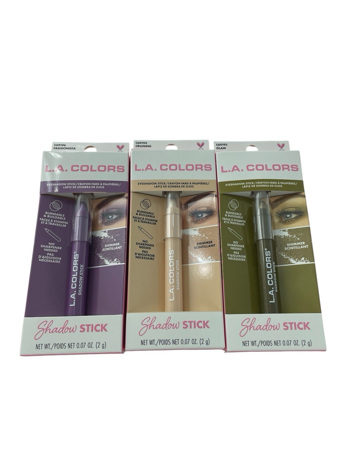 L.A. Colors Fashionista Glam Cruising Eyeshadow Stick Women’s Set Of 3