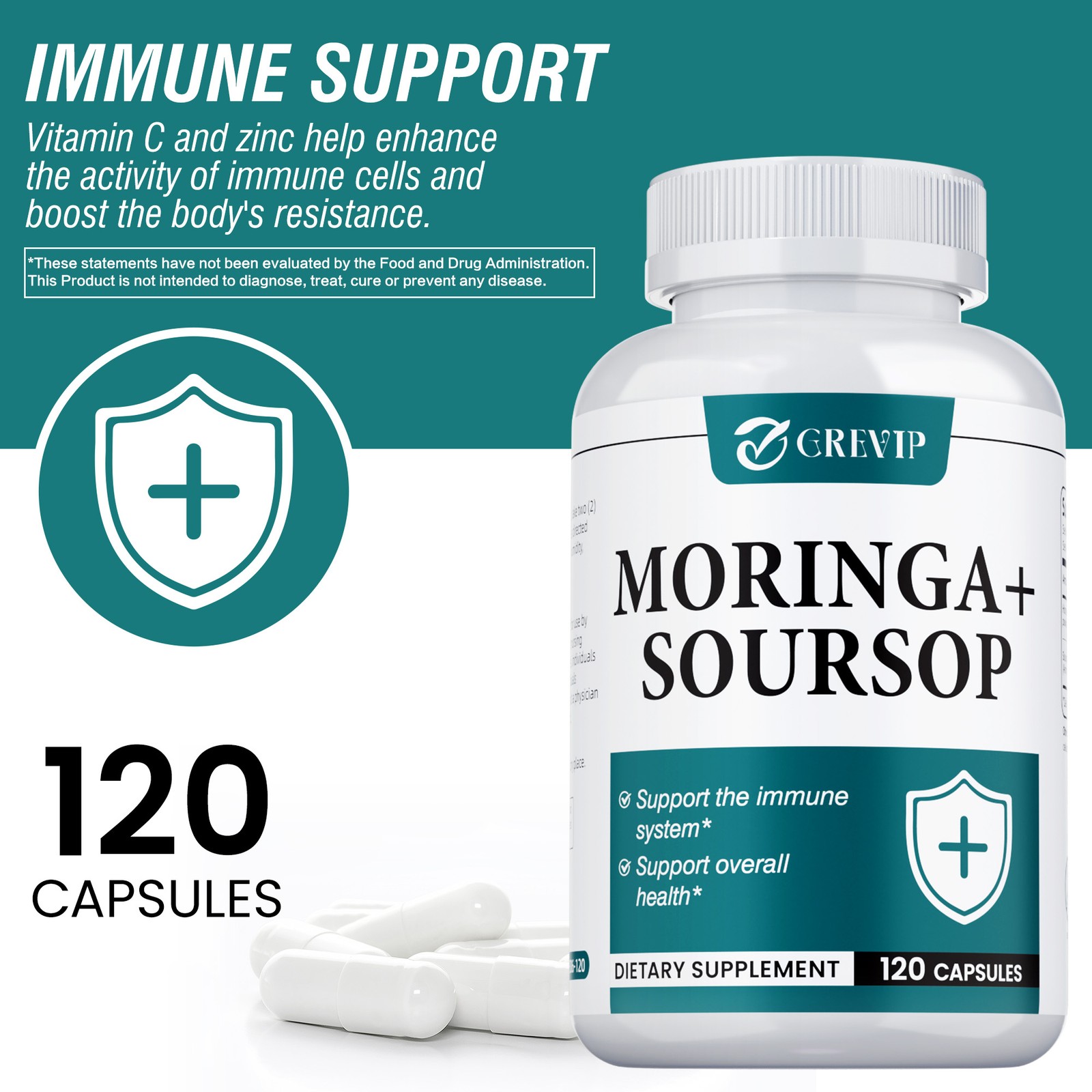Moringa + Soursop 120pcs – Supports Cellular Health, Antioxidants, Improves Mood