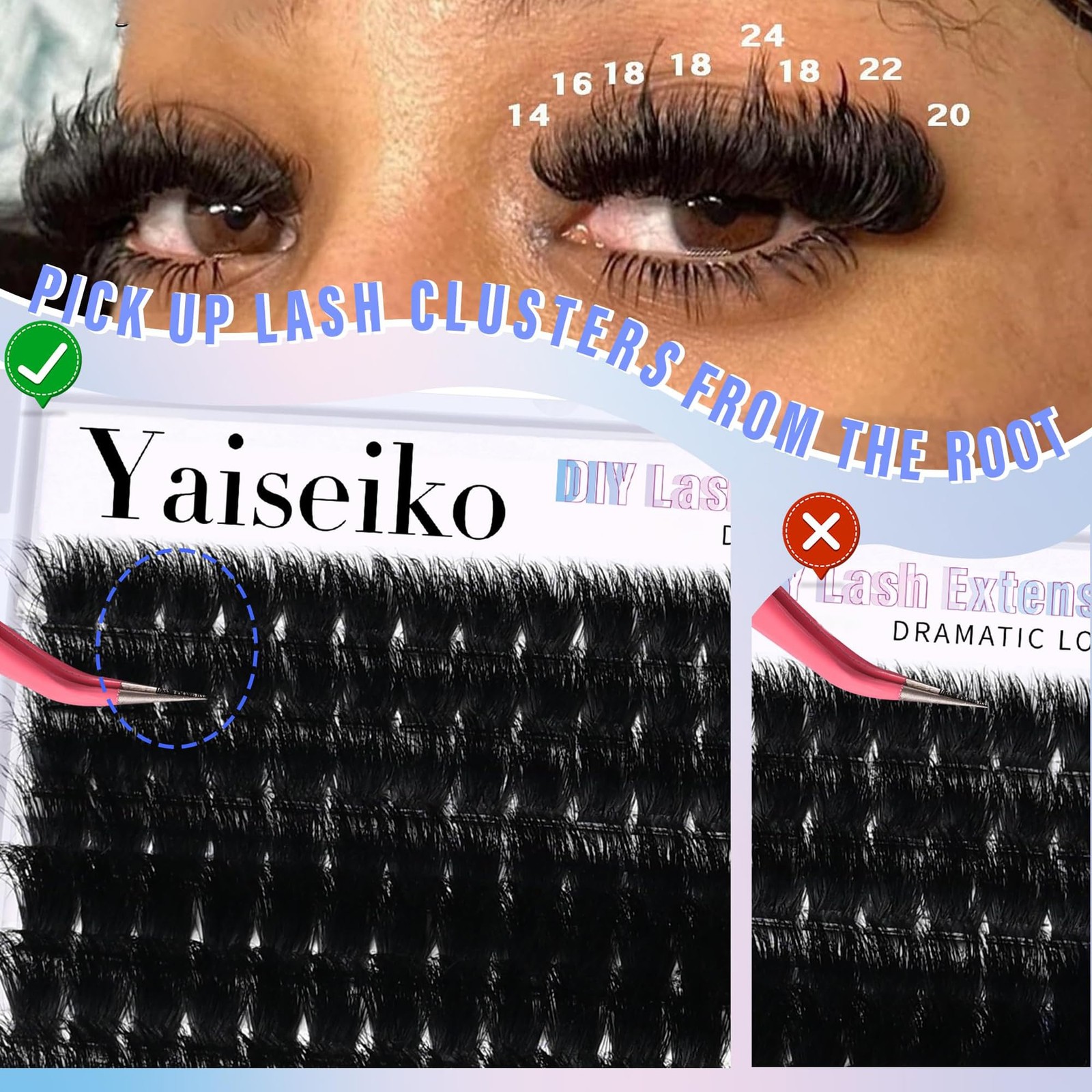 Lash Clusters 300D Thick Long 12-25mm Volume Cluster Eyelash Extensions 224Pc…