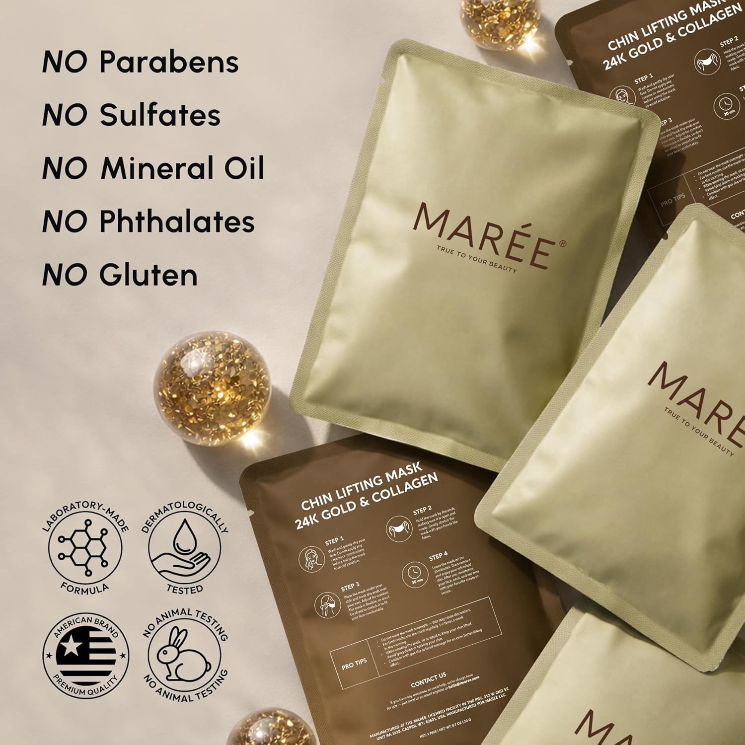 MAREE Chin Strap V Line Lifting Mask 24K Gold Face & Neck Lift Tape Sleep Mask