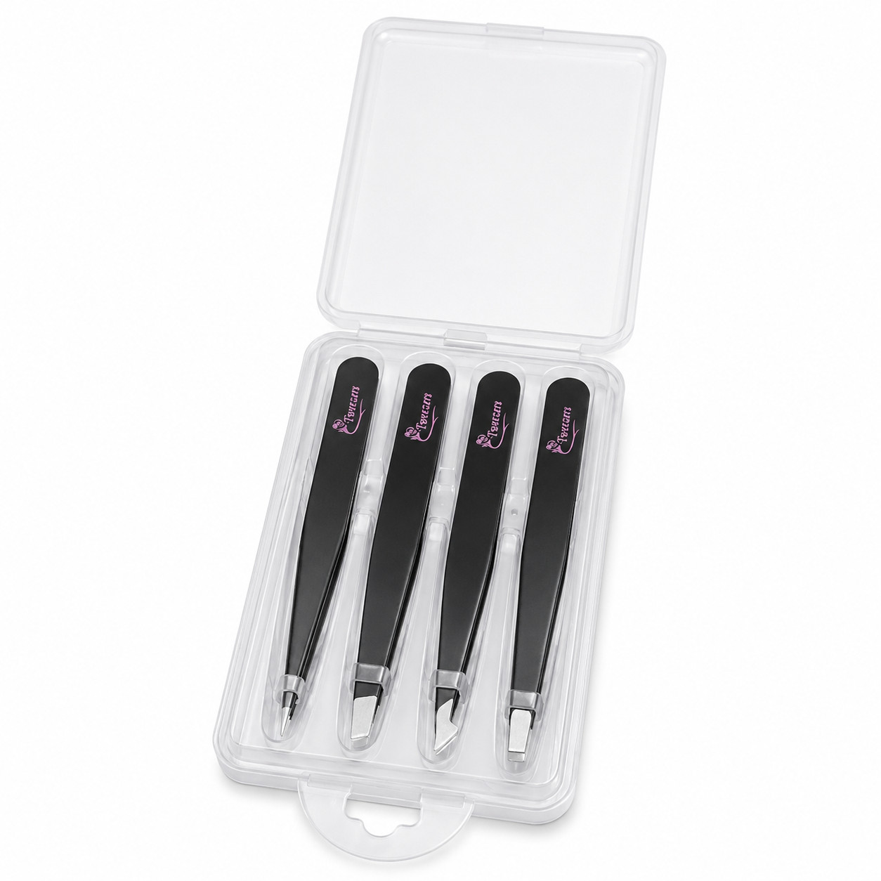 4PCS Precision Tweezers Set Stainless Steel Eyebrow Hair Removal Grooming Tools
