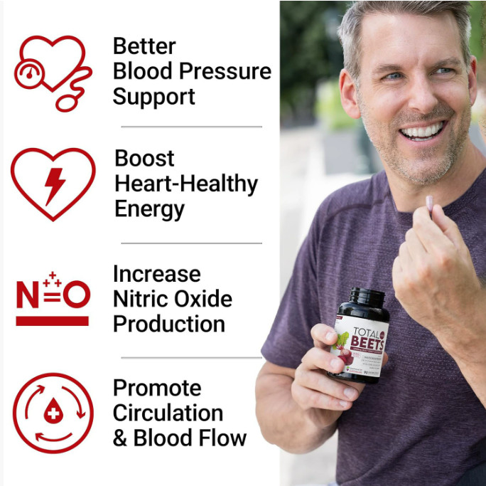 Supplement for Healthy Blood Pressure 90 Capsules 1800mg Beet Root TOTAL-BEETS