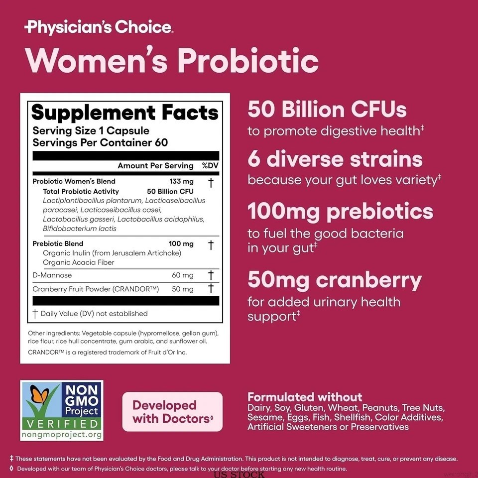 Physician’s Choice Women’s Probiotic | Organic Prebiotic 50 Billion CFU
