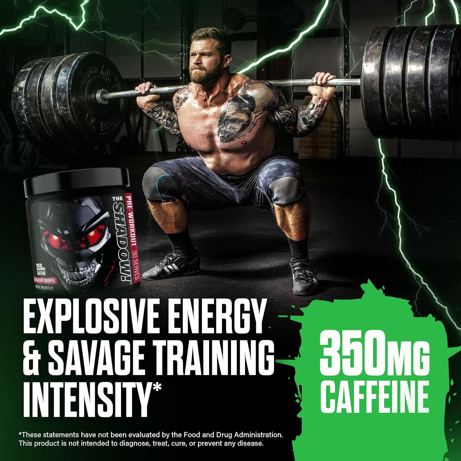 High Stim Pre Workout Powder 350mg Caffeine Energy Focus Pump Performance