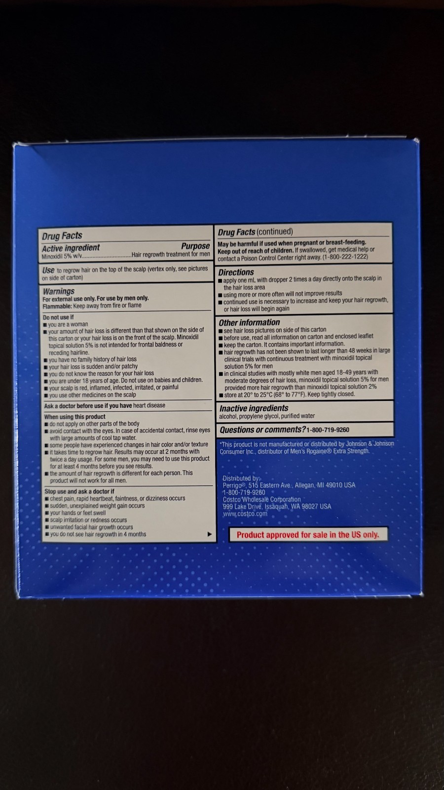 Kirkland Minoxidil 5% Extra Strength Men 6 Month Supply Hair Regrowth EXP 08/27+