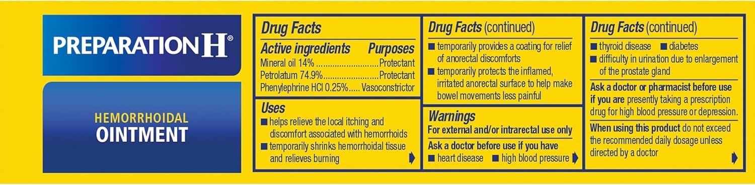Preparation H Hemorrhoid Ointment, Itching, Burning and Discomfort Relief – 1 Oz