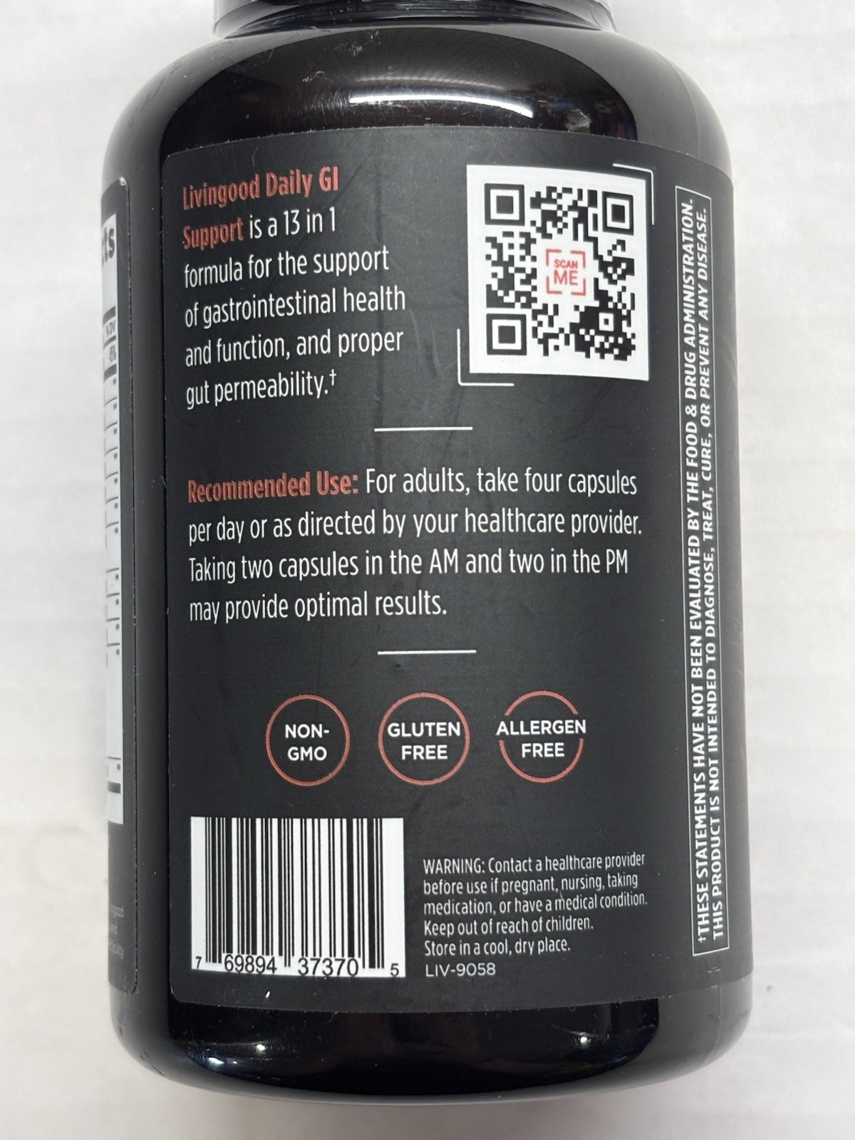 Livingood Daily GI Support Gut Cleanse Detox Supplement 13-in-1 Probiotics 120ca