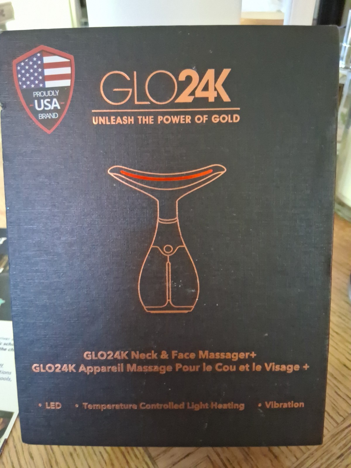 GLO24K Face & Neck Massager Beauty Device – Anti-aging LED Light Therapy