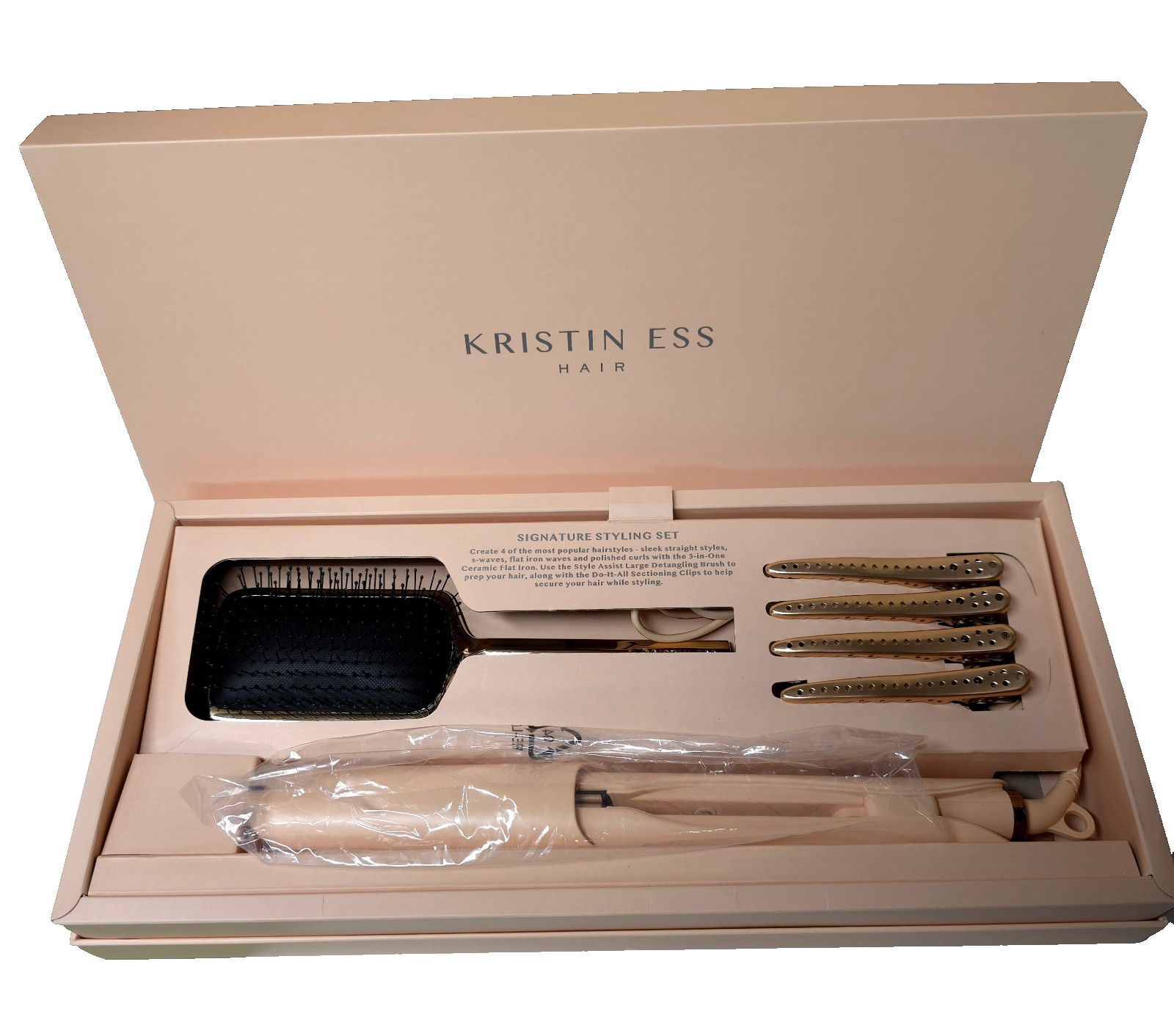 Kristin Ess Hair Signature Styling Set 3-in-1 Ceramic Flat Iron 4 Heat Settings