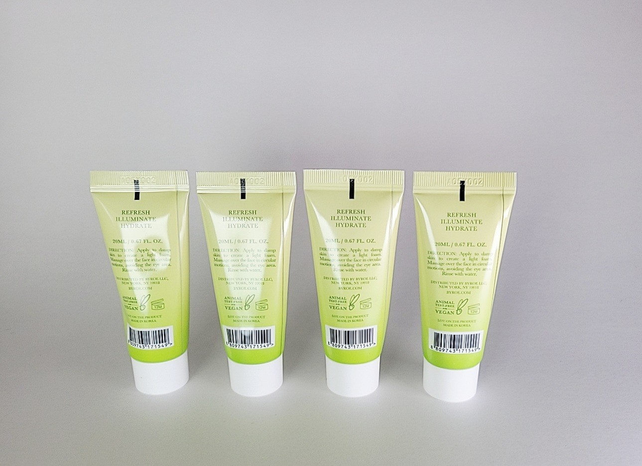4x Byroe New York Teatime Chamomile Tea Face Cleanser 20 mL / 0.67 fl oz each