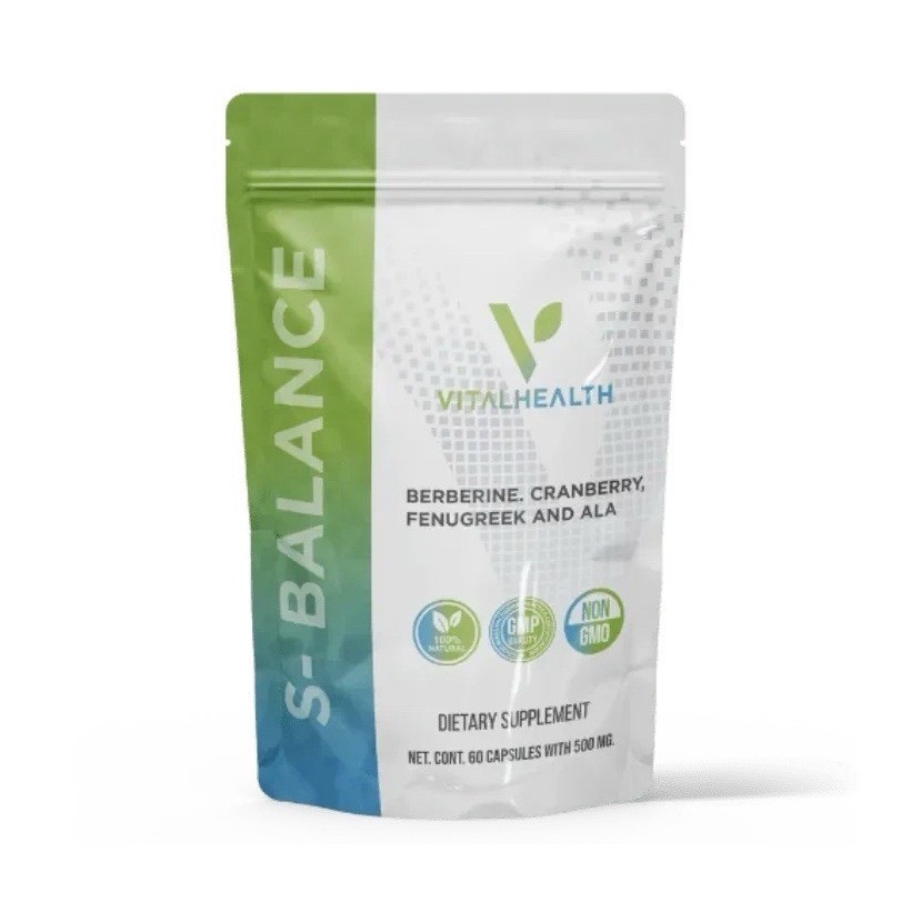 Vital Health S-Balance 60 Capsules Berberine Cranberry Fenugreek Non GMO New