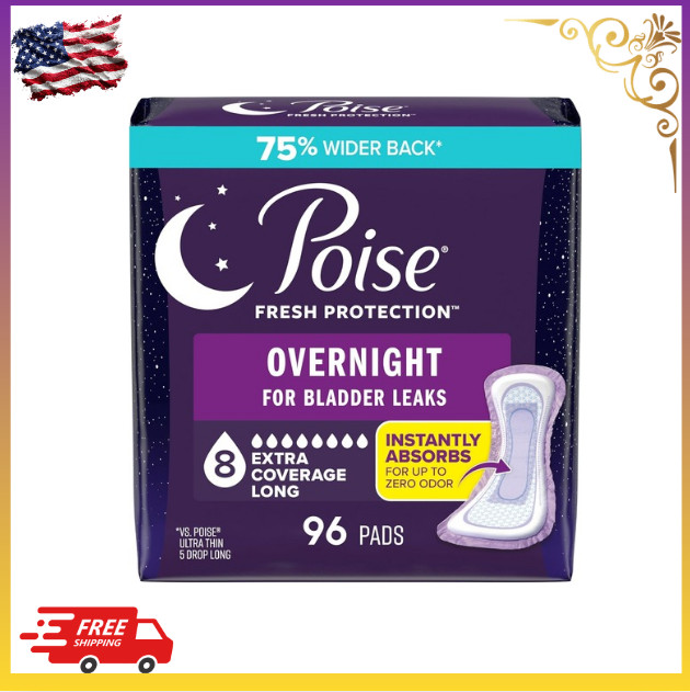 Overnight Incontinence Pads 8 Drop Extra Coverage 96 Ct Postpartum
