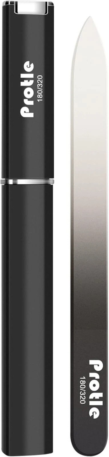 Luxury Crystal Glass Nail File Set, Double-Sided 180/320, Black Case Included