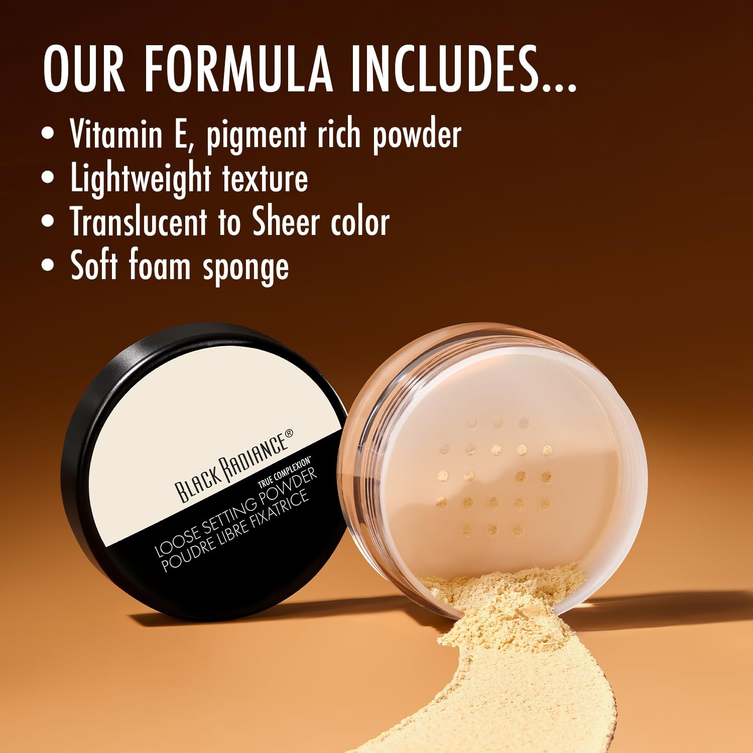 Loose Setting Powder Silky Blendable Long Lasting Makeup Black Radiance True