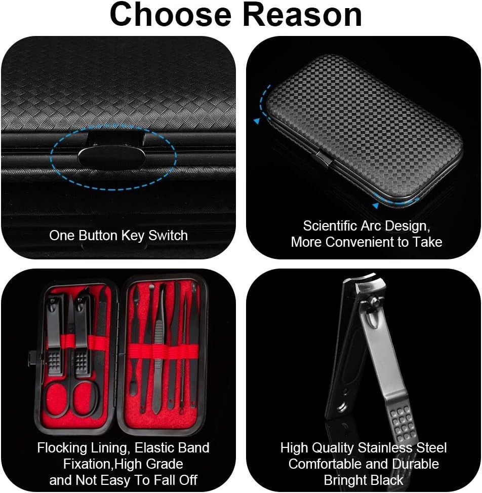 OKOM Professional Nail Clippers Set – 10 PCS Stainless Steel Nail Kit with Trave