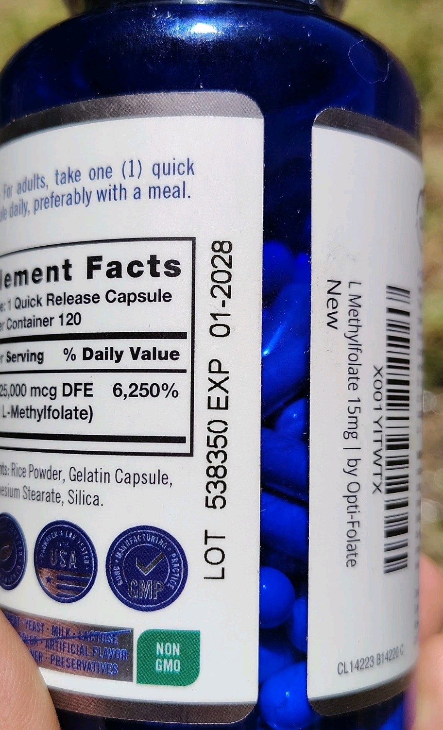 L Methylfolate 15mg | 120 Capsules | Value Size | Max Potency | by Opti-Folate