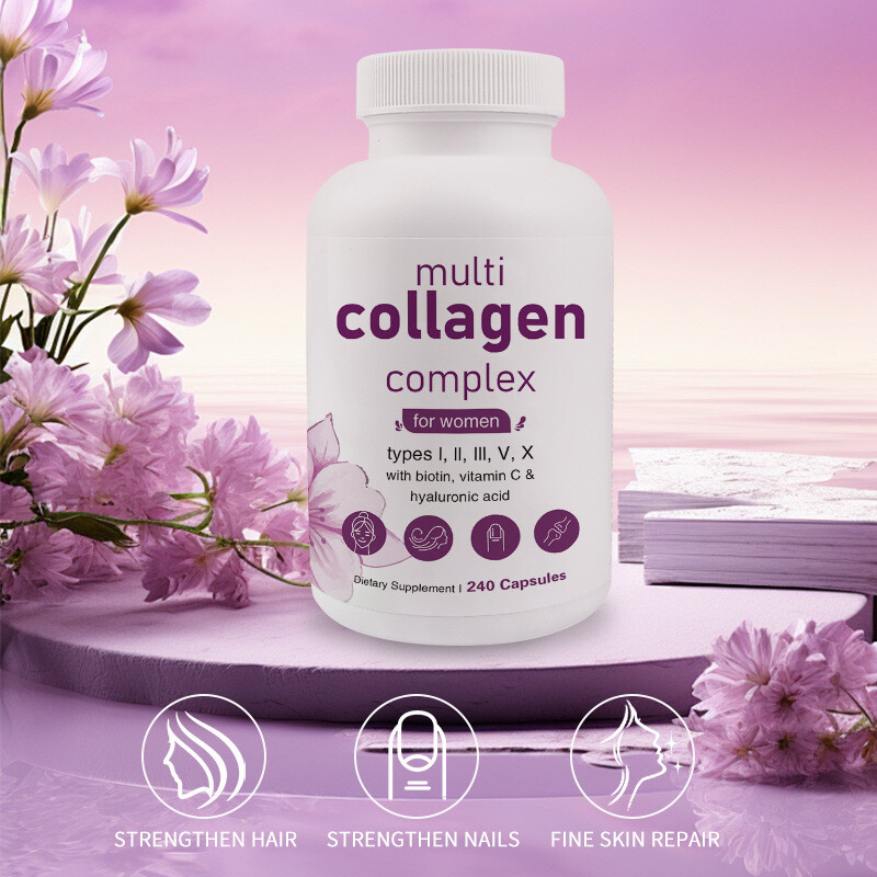Multi Collagen 8 in 1 Complex for Women ~ 240 Capsules ~ Type I, II, III, V, X