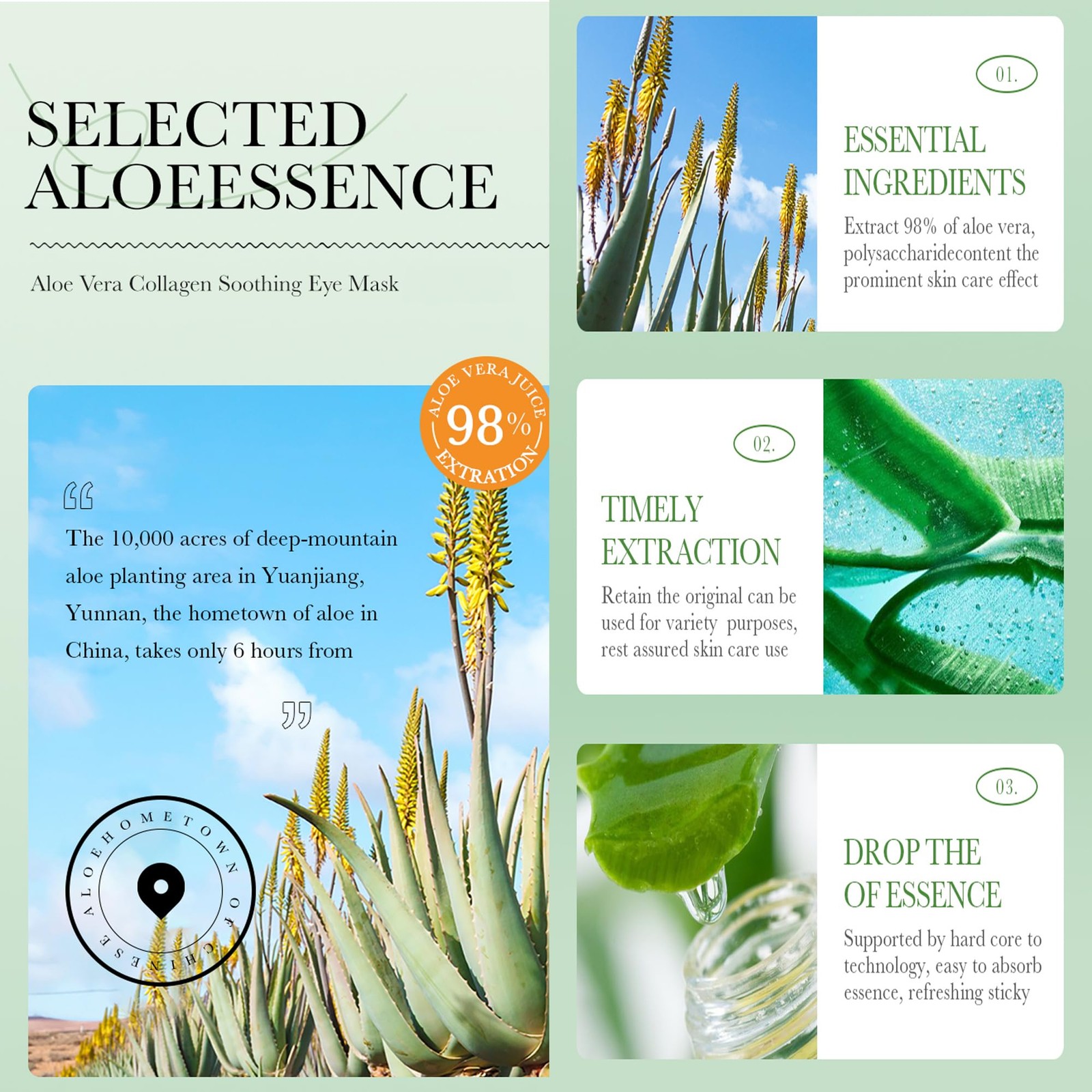 Easilydays Aloe Vera Under Eye Masks, 60 PCS, Bags, 20 Count (Pack of 3)