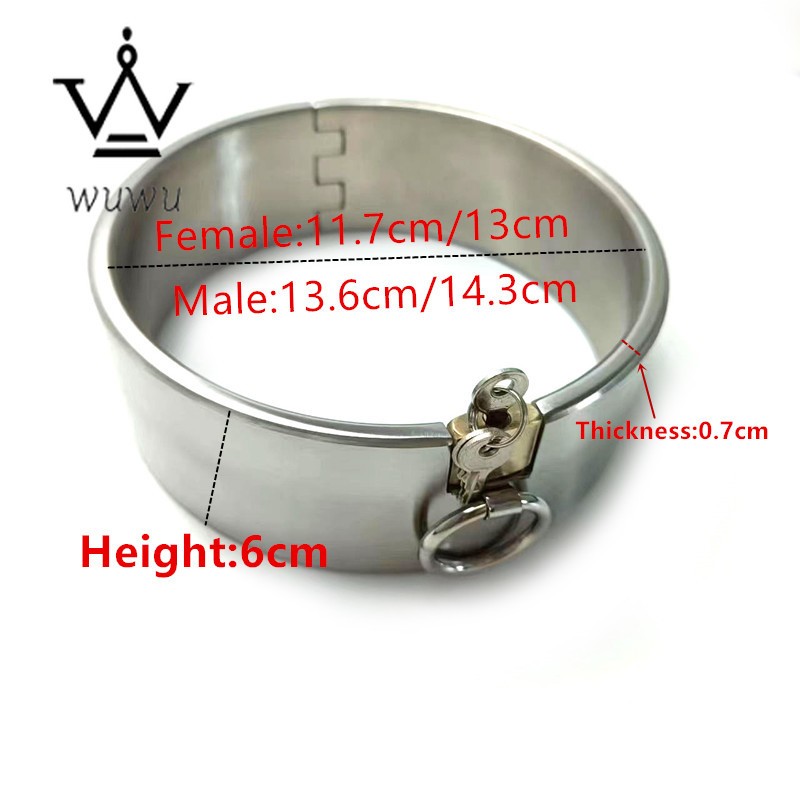 6cm High Binding Collar Stainless Steel Sexy Collar Slave Collar Couple Shackle