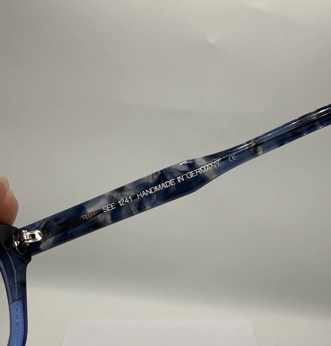 SEE Eyewear 1241 Blue Marbled Eyeglasses 47-22-145 Unisex NO BOX NEW !handmade
