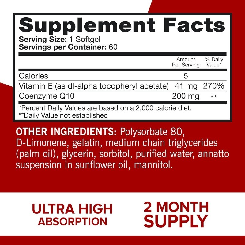 Qunol CoQ10 200mg Soft Capsules Super Absorb Heart and Energy 90 parts-